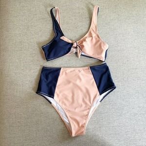 NWT Cupshe High Waist Color Block Bikini